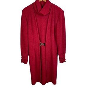 Vintage Farouch by Lori Weidner Tunic Dress Red with Silver Accent Turtleneck 8
